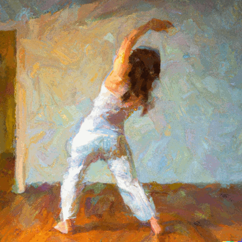 woman stretching web